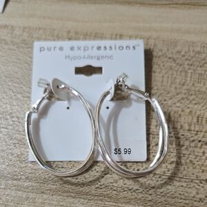 Pure Expressions Vintagw Y2k  Silver Tone Linked Hoop Earrings💫 NWT